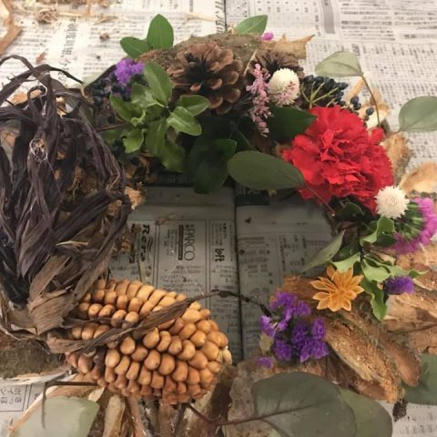 トド松樹皮で作るドライリースのイメージ